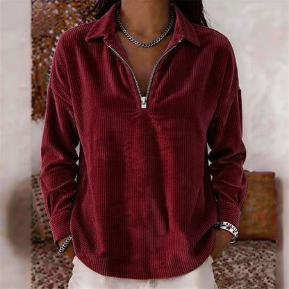 🌸Hot Sale💖 Relaxed Texture Zip Top