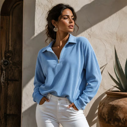 🌸Hot Sale💖 Relaxed Texture Zip Top