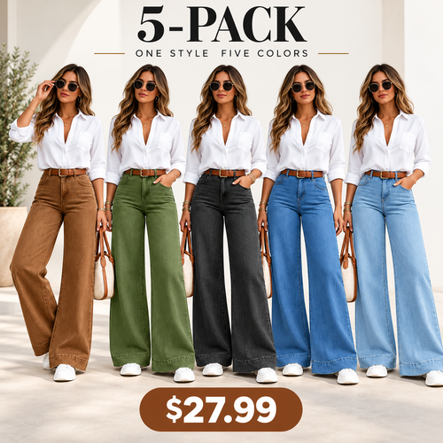 Women's Loose Fit Baggy Oversized Straight Leg Denim Jeans with Pockets