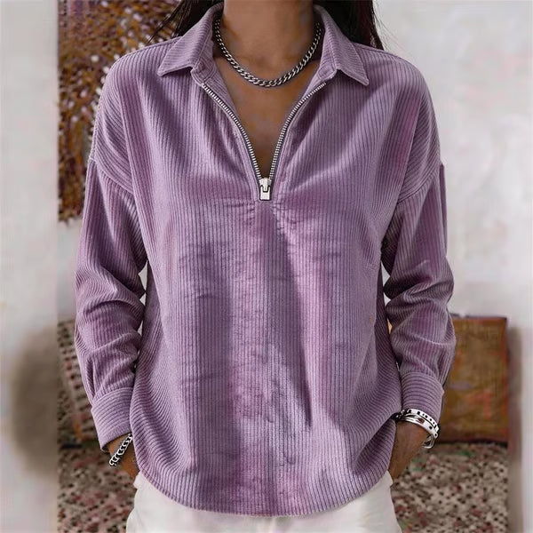 🌸Hot Sale💖 Relaxed Texture Zip Top