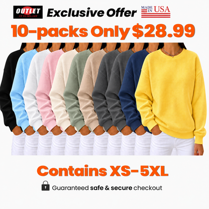 CLEARANCE SALE🔥Women's Waffle Knit Crewneck Sweatshirt