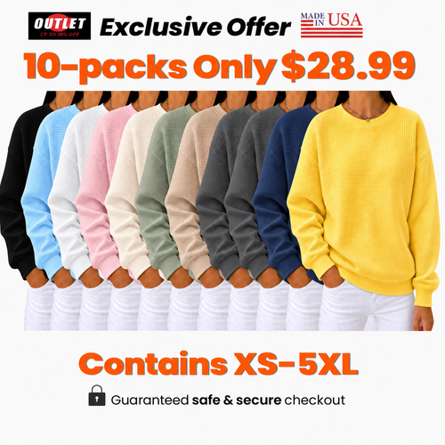 CLEARANCE SALE🔥Women's Waffle Knit Crewneck Sweatshirt