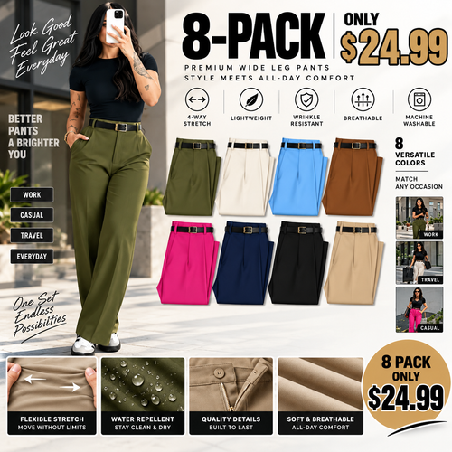 Women's High Waisted Straight Leg Suit Pants Flowy Drape Casual Office Long Trousers with Slimming Effect for Daily Versatile Wear