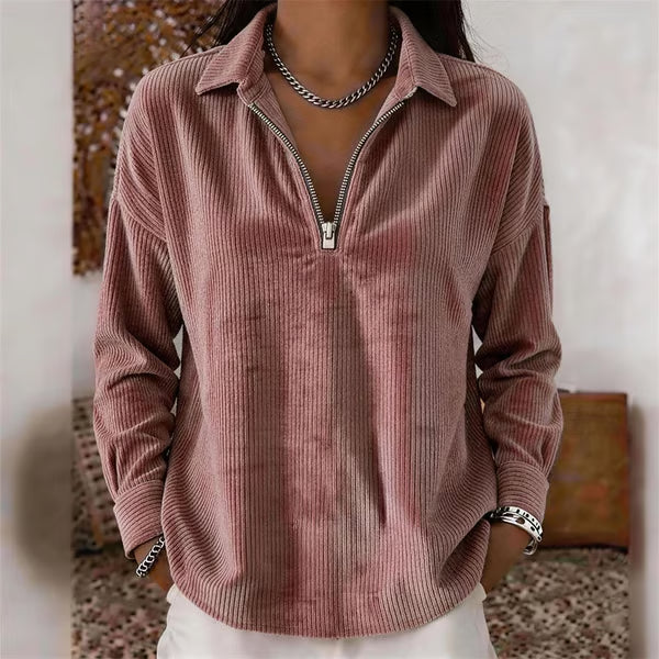 🌸Hot Sale💖 Relaxed Texture Zip Top