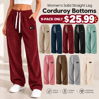 Women's Solid Straight Leg Corduroy Bottoms