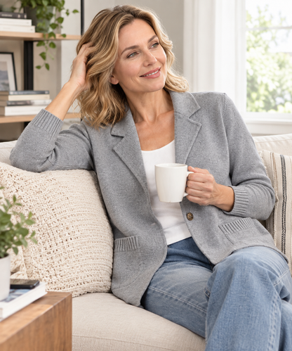Women's Lapel Collar Knitted Cardigan Jacket