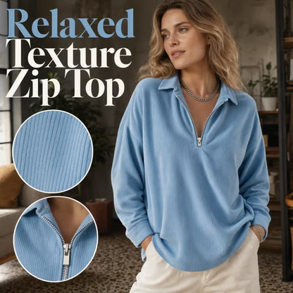 🌸Hot Sale💖 Relaxed Texture Zip Top