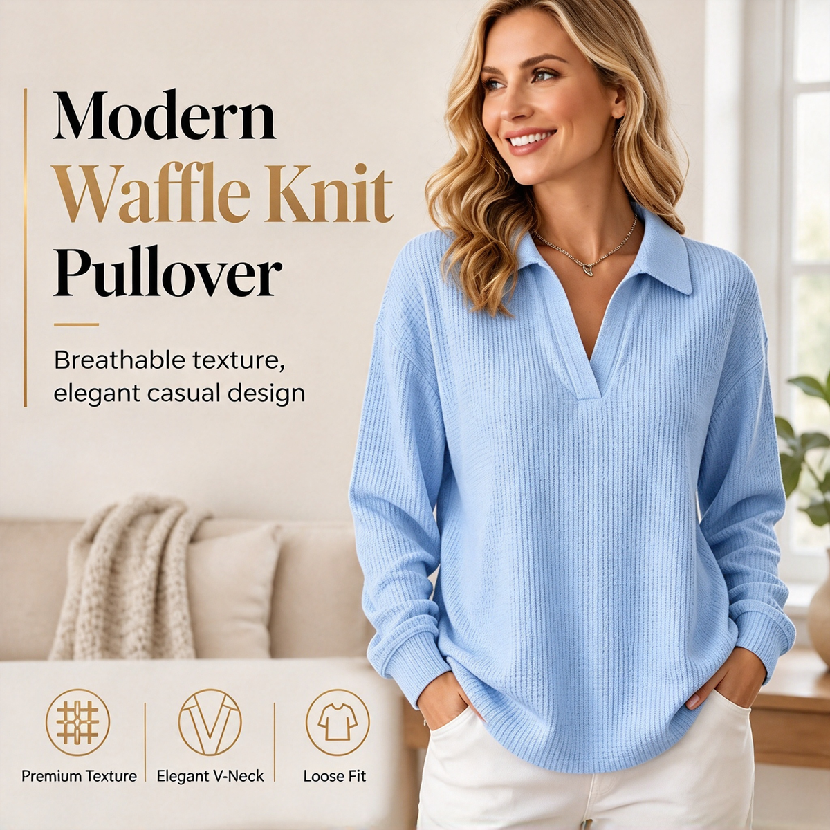 Best-Seller 🏆🧶 Women's V-Neck Long-Sleeve Knit Top