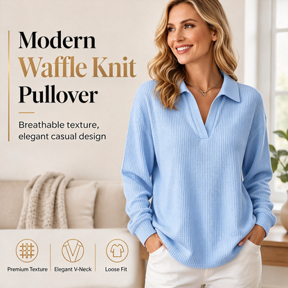 Best-Seller 🏆🧶 Women's V-Neck Long-Sleeve Knit Top