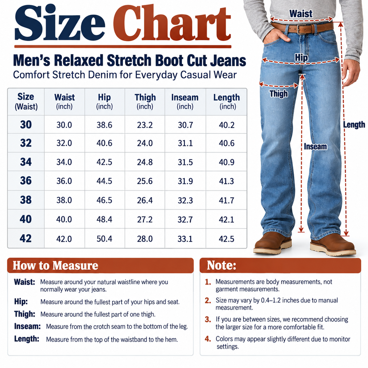 🔥 BESTSELLER | 6PCS $24.63 | Men's Relaxed Stretch Boot Cut Jeans