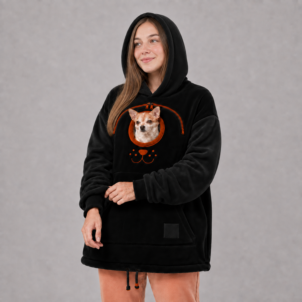 Pet Carrier Sweatshirt with Front Pocket Cozy Hands Free Puppy Kitten Holder Hoodie Casual Comfortable Pullover for Daily Walking Travel Versatile Wear