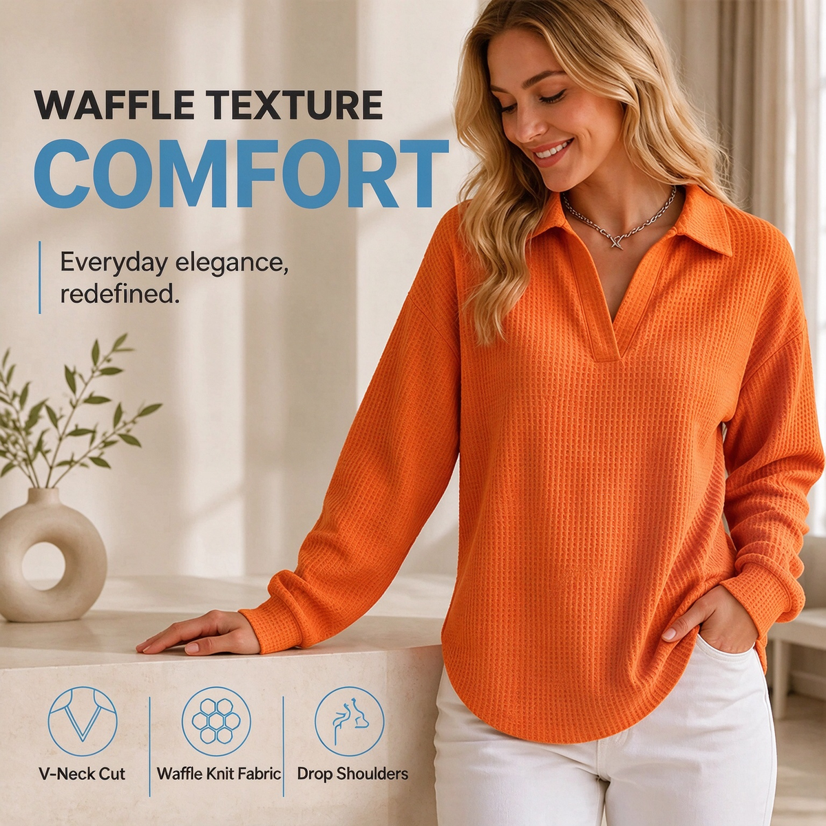 Best-Seller 🏆🧶 Women's V-Neck Long-Sleeve Knit Top