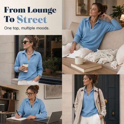 🌸Hot Sale💖 Relaxed Texture Zip Top