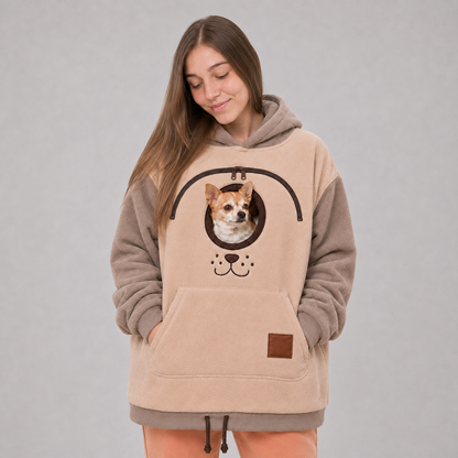 Pet Carrier Sweatshirt with Front Pocket Cozy Hands Free Puppy Kitten Holder Hoodie Casual Comfortable Pullover for Daily Walking Travel Versatile Wear