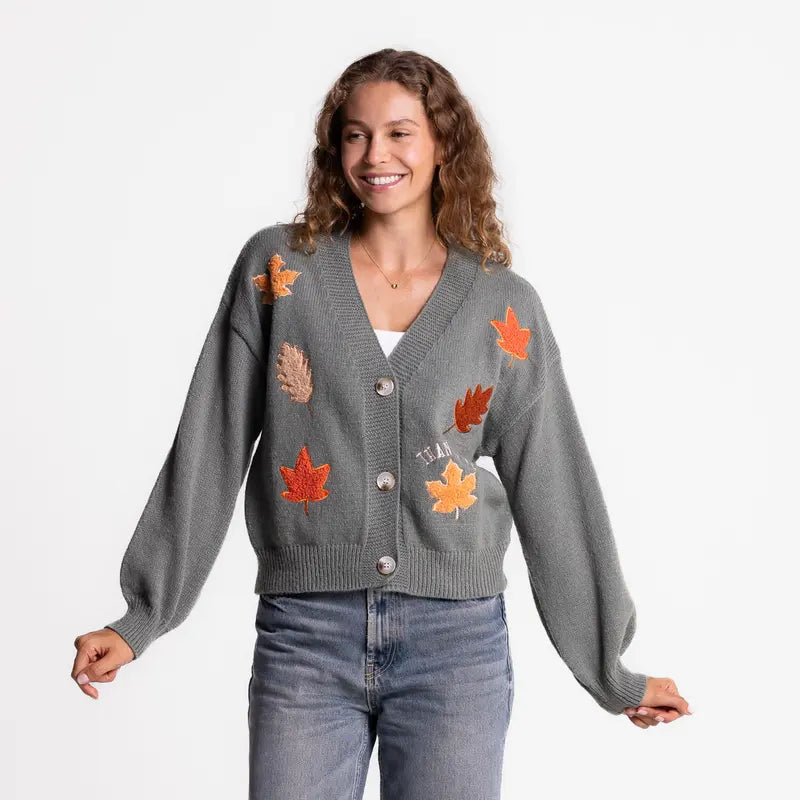 Love in Faith Women's Embroidered Casual V Neck Cardigan Sweater Button Down Long Sleeve Knit Top with Cute Graphic Design for Daily Versatile Wear