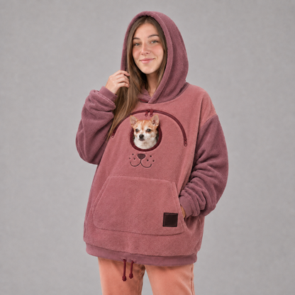 Pet Carrier Sweatshirt with Front Pocket Cozy Hands Free Puppy Kitten Holder Hoodie Casual Comfortable Pullover for Daily Walking Travel Versatile Wear