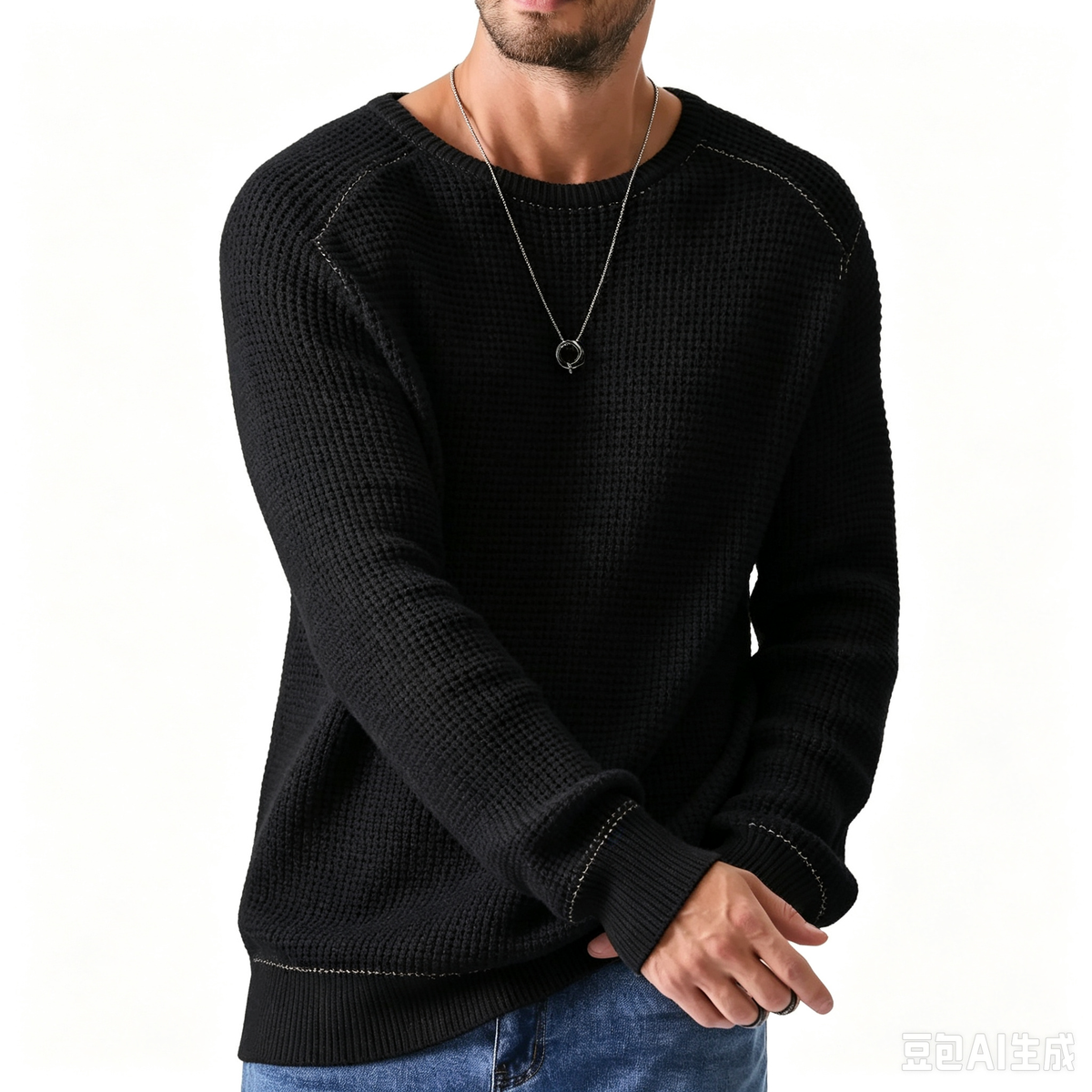 🔥 BESTSELLER | 8PCS $24.63 | Men’s Waffle Knit Crewneck Sweater