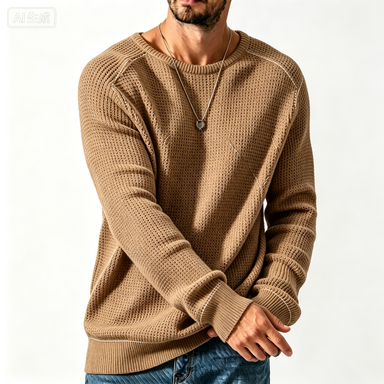 🔥 BESTSELLER | 8PCS $24.63 | Men’s Waffle Knit Crewneck Sweater