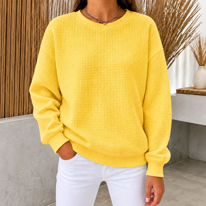 CLEARANCE SALE🔥Women's Waffle Knit Crewneck Sweatshirt