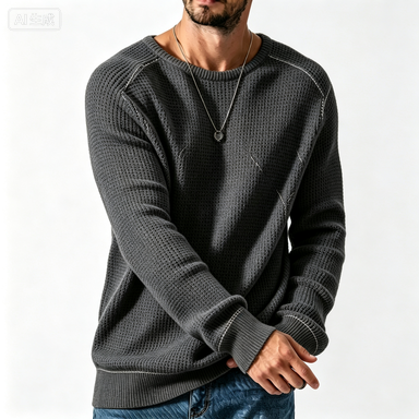 🔥 BESTSELLER | 8PCS $24.63 | Men’s Waffle Knit Crewneck Sweater