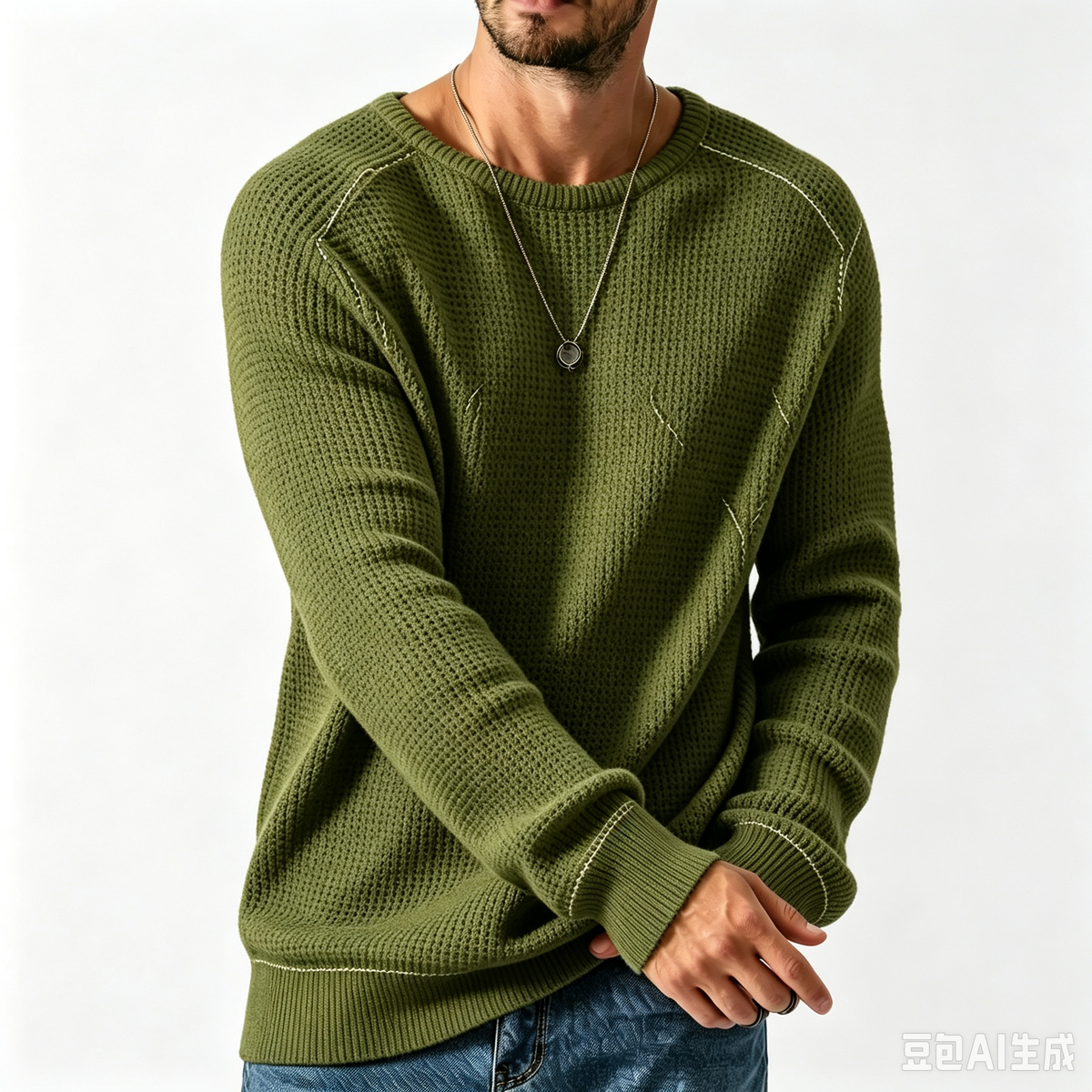🔥 BESTSELLER | 8PCS $24.63 | Men’s Waffle Knit Crewneck Sweater