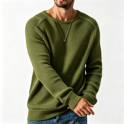 🔥 BESTSELLER | 8PCS $24.63 | Men’s Waffle Knit Crewneck Sweater