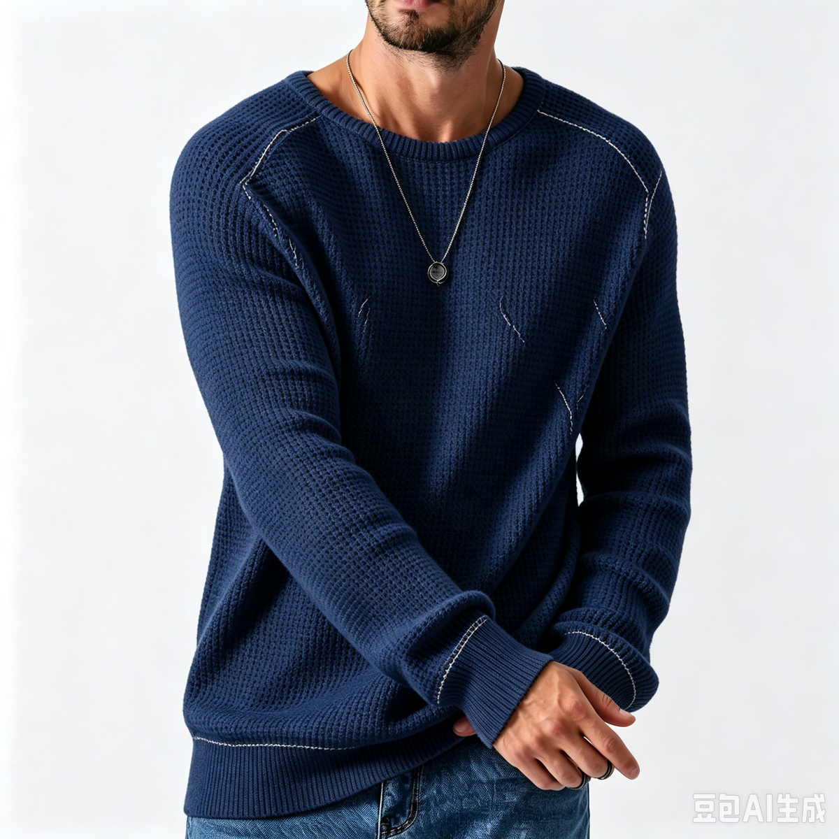 🔥 BESTSELLER | 8PCS $24.63 | Men’s Waffle Knit Crewneck Sweater