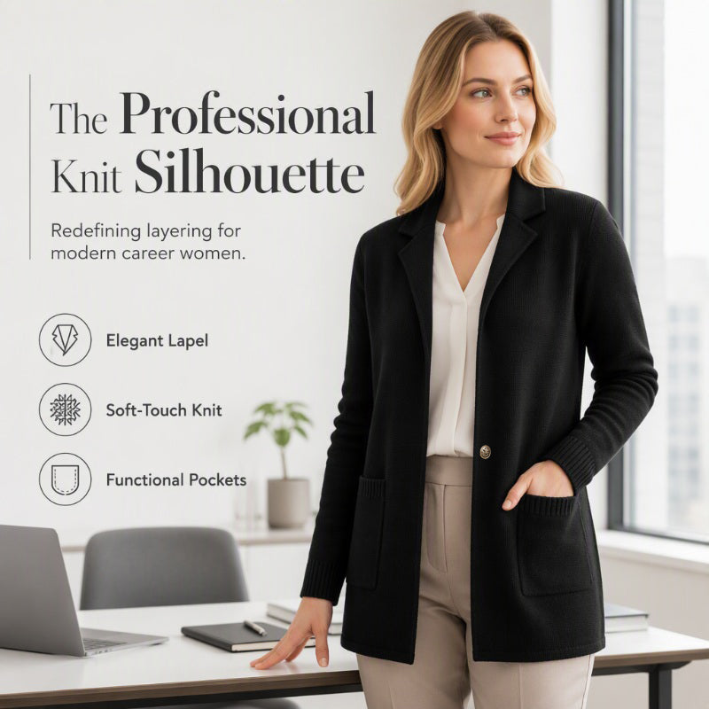 Women's Lapel Collar Knitted Cardigan Jacket