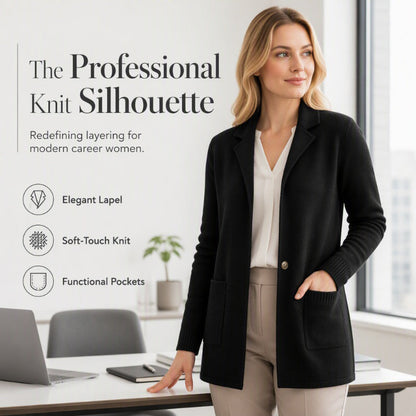 Women's Lapel Collar Knitted Cardigan Jacket