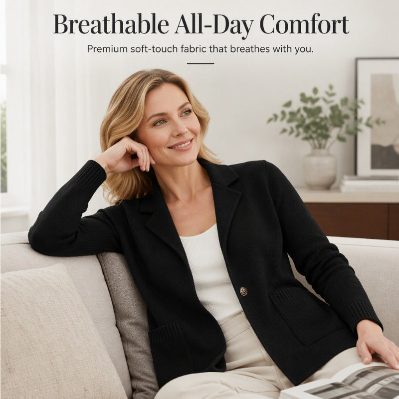 Women's Lapel Collar Knitted Cardigan Jacket