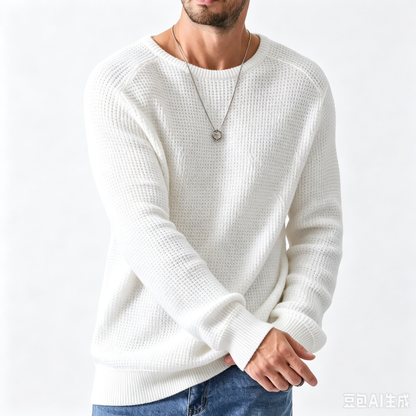 🔥 BESTSELLER | 8PCS $24.63 | Men’s Waffle Knit Crewneck Sweater